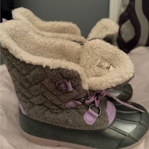 Cozy Gray and Purple Kids Boots